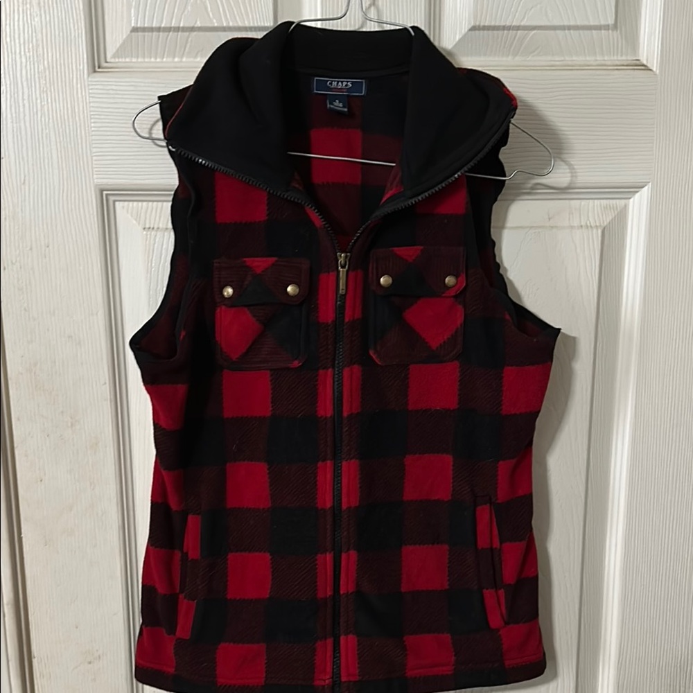 Chaps Red and Black Plaid Vest